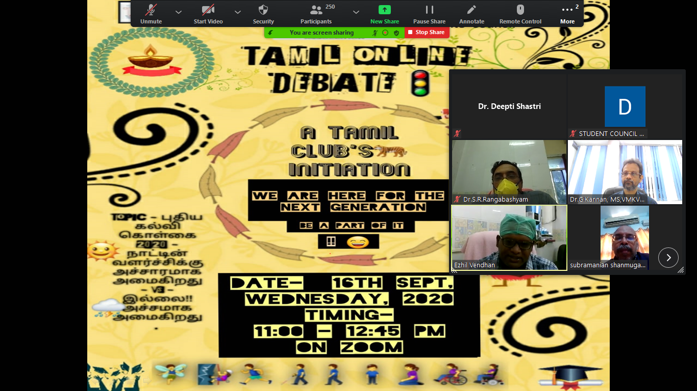 Tamil Debate jointly organized by Students council & Alumni Association, VMKVMCH, SALEM